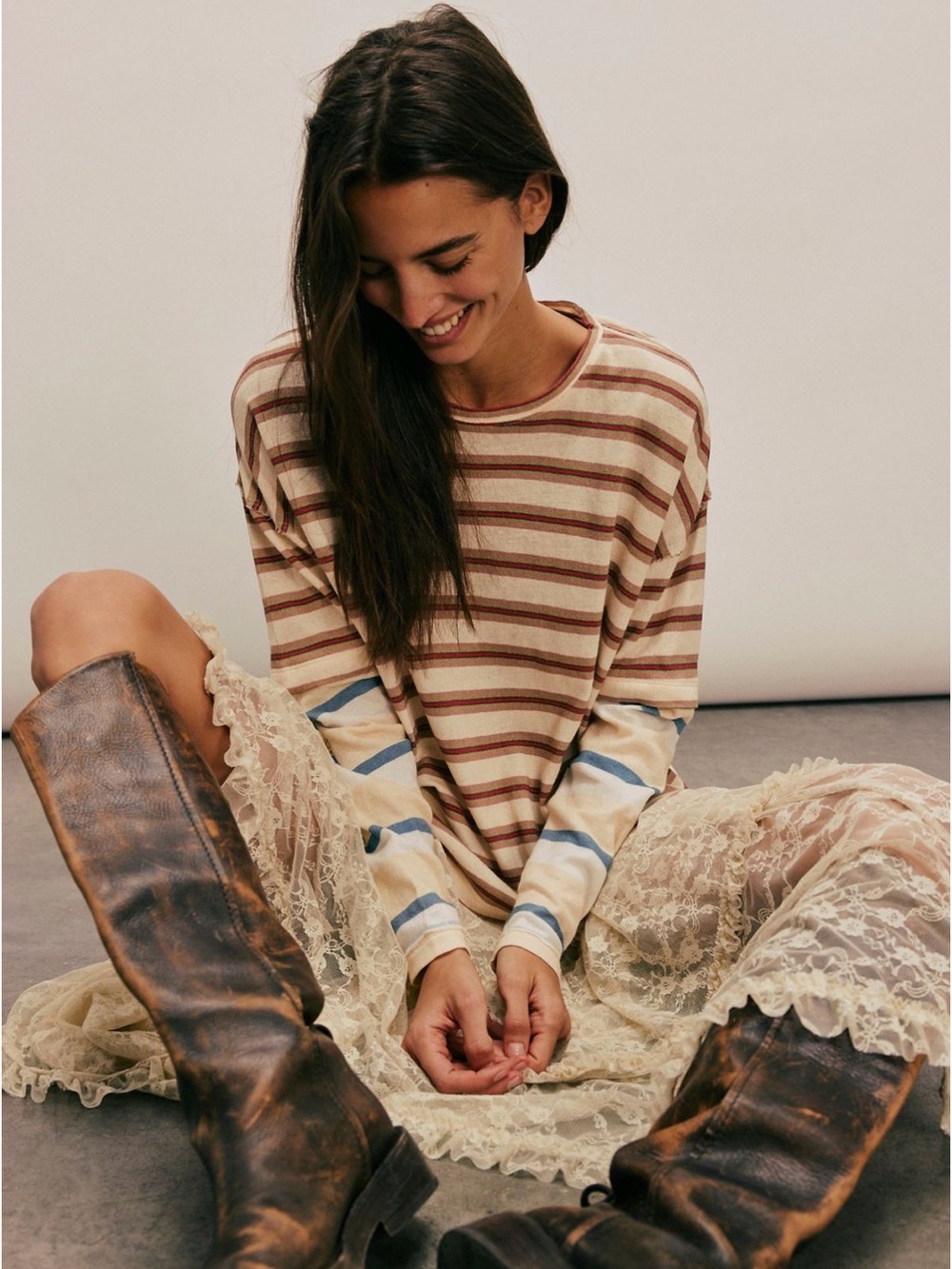 NWOT Free People We The Free Nina Stripe Long-Sleeve Tee Size M